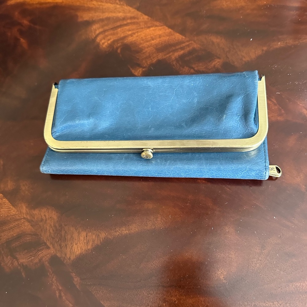 HOBO Blue Leather Rachel Continental Clutch Wallet. Excellent condition.